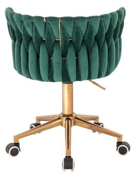 LuxuryForm DESIGN Židle LYON VELUR na zlaté podstavě s kolečky - zelená