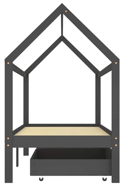 Rám dětské postele se zásuvkami tmavě šedý borovice 90 x 200 cm 322144