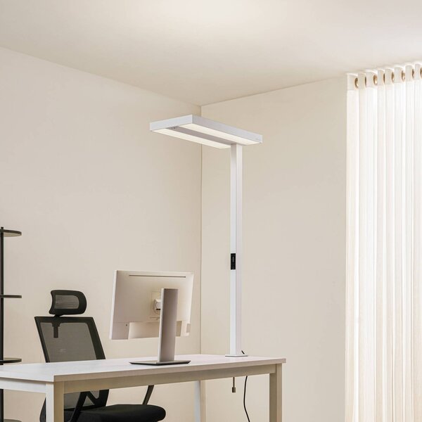Arcchio LED kancelářská svítidla Logan, bílá, stmívatelné, senzor, stmívatelný, Bílá / opál, Pracovna / kancelář, Hliník, Moderní