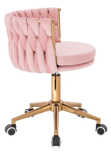 LuxuryForm DESIGN Židle LYON VELUR na zlaté podstavě s kolečky - růžová