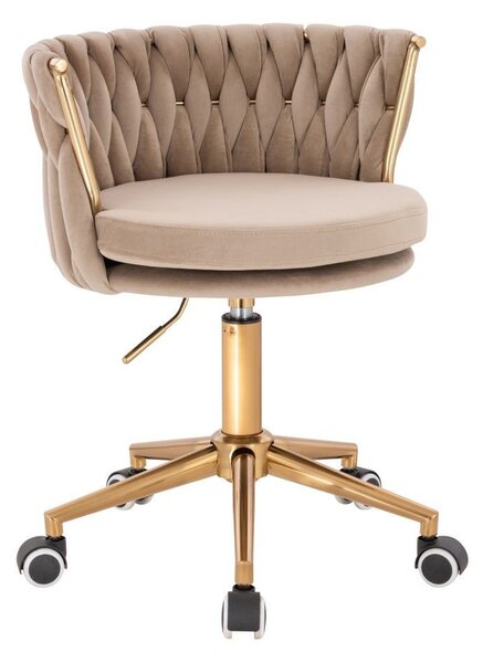 LuxuryForm DESIGN Židle LYON VELUR na zlaté podstavě s kolečky - latte