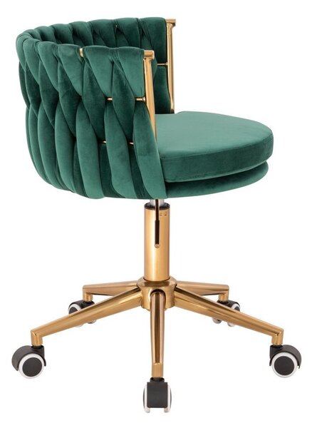 LuxuryForm DESIGN Židle LYON VELUR na zlaté podstavě s kolečky - zelená