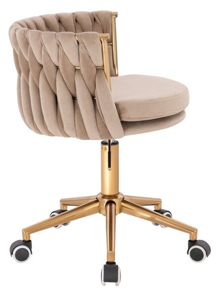 LuxuryForm DESIGN Židle LYON VELUR na zlaté podstavě s kolečky - latte