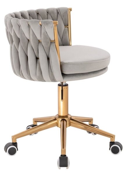 LuxuryForm DESIGN Židle LYON VELUR na zlaté podstavě s kolečky - světle šedá