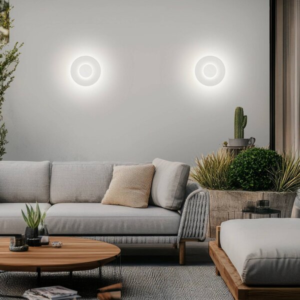 Helestra LED venkovní nástěnné svítidlo BUD, stmívatelné, bílá, IP65, stmívatelný, Bílá / opál, Hliník, Moderní