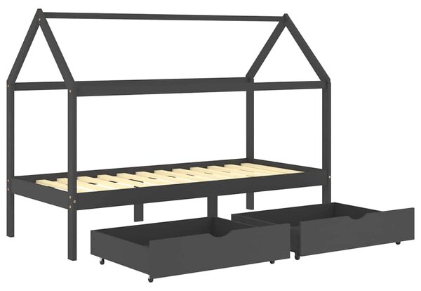 Rám dětské postele se zásuvkami tmavě šedý borovice 90 x 200 cm 322144