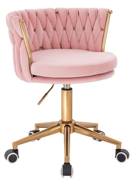 LuxuryForm DESIGN Židle LYON VELUR na zlaté podstavě s kolečky - růžová