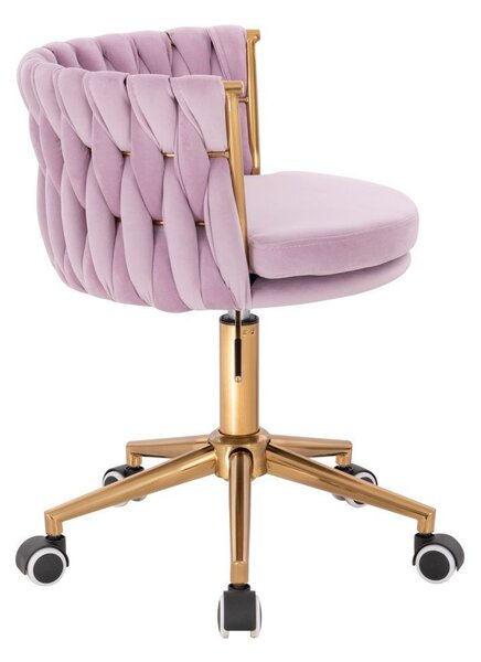 LuxuryForm DESIGN Židle LYON VELUR na zlaté podstavě s kolečky - levandule