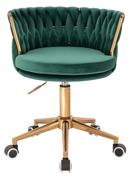 LuxuryForm DESIGN Židle LYON VELUR na zlaté podstavě s kolečky - zelená