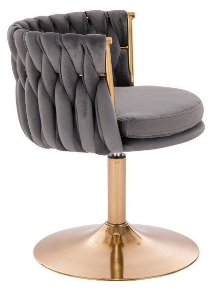 LuxuryForm DESIGN Židle LYON VELUR na zlatém talíři - tmavě šedá