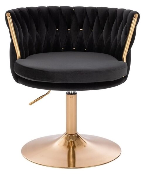 LuxuryForm DESIGN Židle LYON VELUR na zlatém talíři - černá