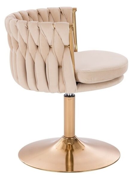 LuxuryForm DESIGN Židle LYON VELUR na zlatém talíři - krémová