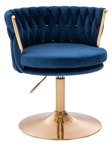 LuxuryForm DESIGN Židle LYON VELUR na zlatém talíři - modrá
