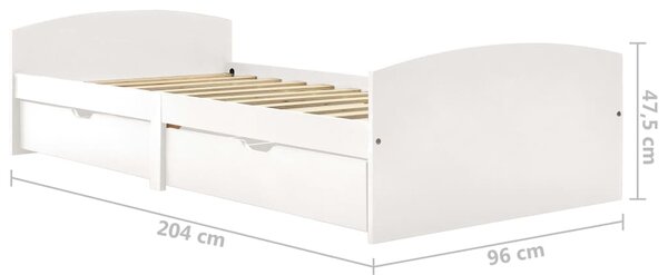 Rám postele se 2 zásuvkami bílý masivní borovice 90 x 200 cm 322155