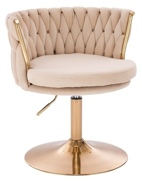 LuxuryForm DESIGN Židle LYON VELUR na zlatém talíři - krémová