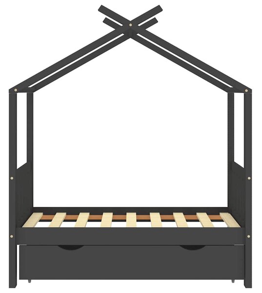 Rám dětské postele se zásuvkou tmavě šedý borovice 70 x 140 cm 322151