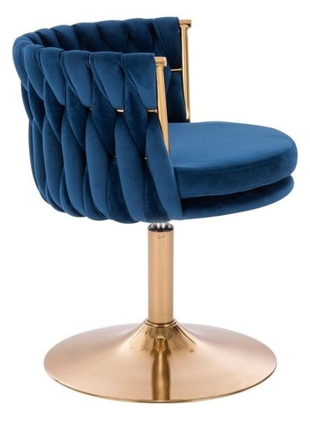 LuxuryForm DESIGN Židle LYON VELUR na zlatém talíři - modrá