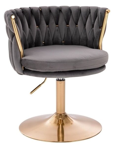 LuxuryForm DESIGN Židle LYON VELUR na zlatém talíři - tmavě šedá
