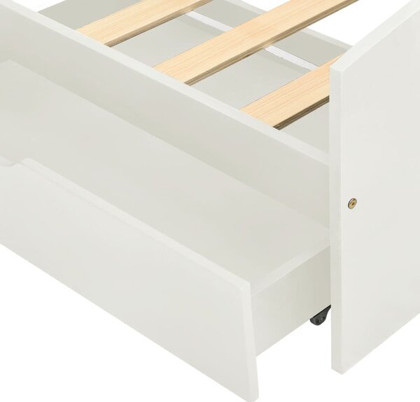 Rám postele se 2 zásuvkami bílý masivní borovice 90 x 200 cm 322155