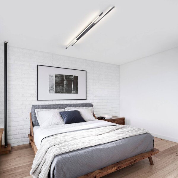 Helestra LED stropní svítidlo LEDA, titanově šedé, 150 cm, stmívatelné, stmívatelný, Hliník / šedá / zinek, Pracovna / kancelář, Hliník