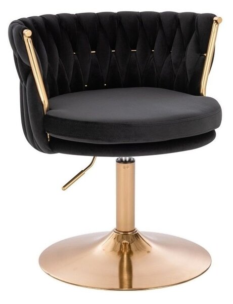 LuxuryForm DESIGN Židle LYON VELUR na zlatém talíři - černá