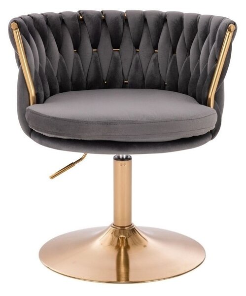LuxuryForm DESIGN Židle LYON VELUR na zlatém talíři - tmavě šedá