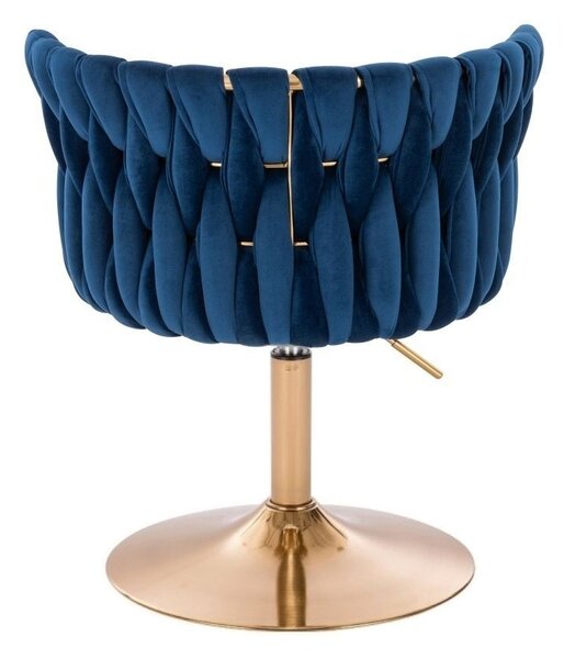 LuxuryForm DESIGN Židle LYON VELUR na zlatém talíři - modrá