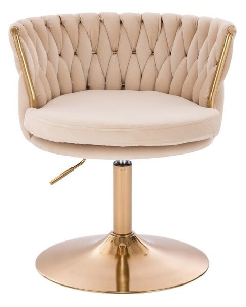 LuxuryForm DESIGN Židle LYON VELUR na zlatém talíři - krémová