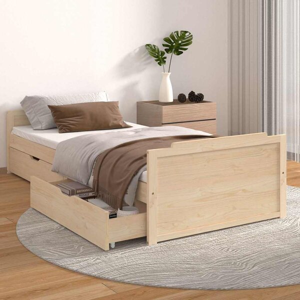 Rám postele se zásuvkami masivní borové dřevo 90 x 200 cm 322159