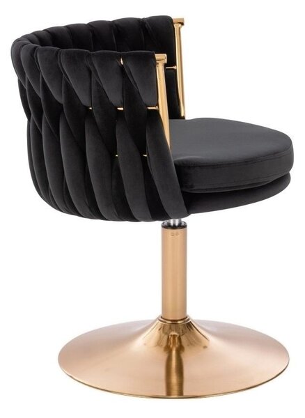 LuxuryForm DESIGN Židle LYON VELUR na zlatém talíři - černá