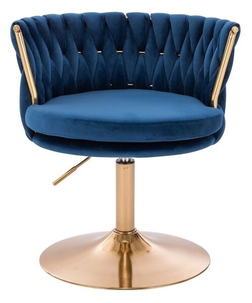 LuxuryForm DESIGN Židle LYON VELUR na zlatém talíři - modrá