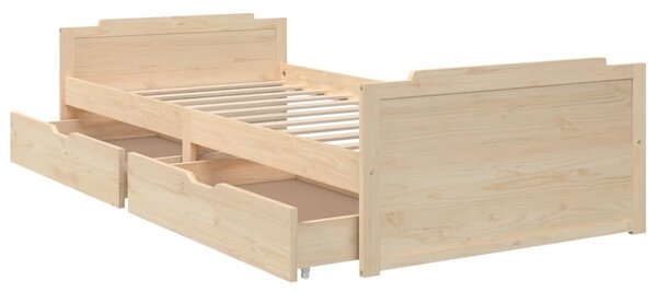 Rám postele se zásuvkami masivní borové dřevo 90 x 200 cm 322159