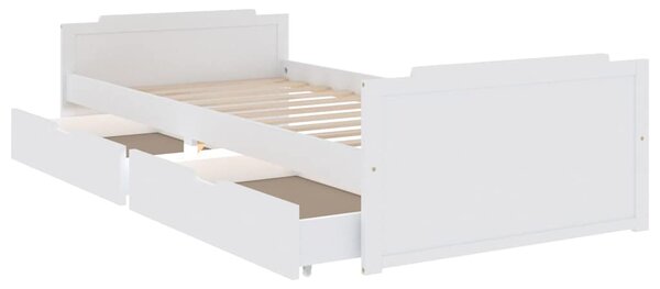 Rám postele se zásuvkami bílý masivní borové dřevo 90 x 200 cm 322160