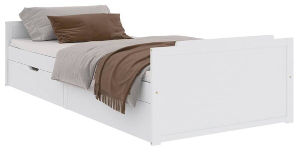 Rám postele se zásuvkami bílý masivní borové dřevo 90 x 200 cm 322160