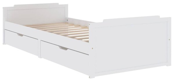 Rám postele se zásuvkami bílý masivní borové dřevo 90 x 200 cm 322160