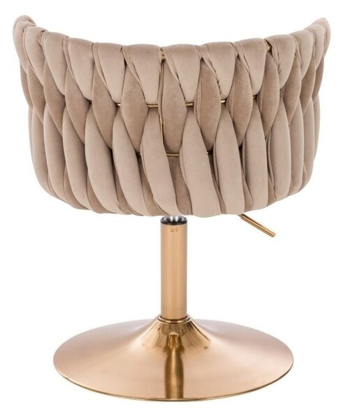 LuxuryForm DESIGN Židle LYON VELUR na zlatém talíři - latte