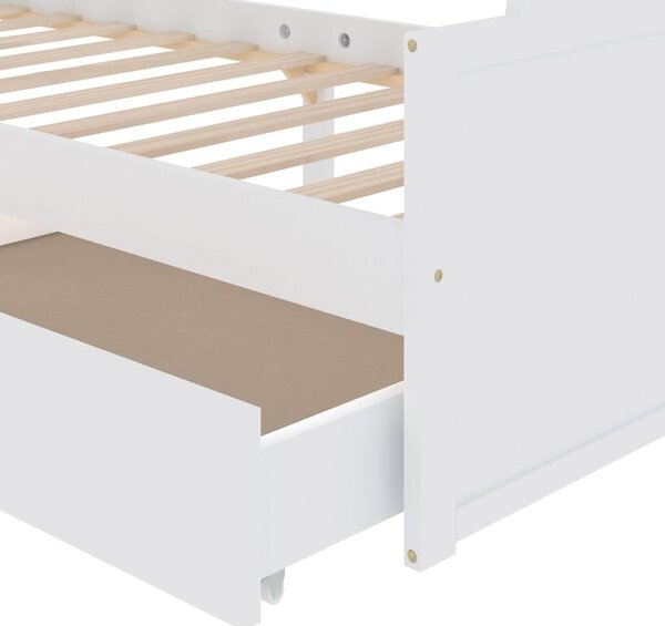 Rám postele se zásuvkami bílý masivní borové dřevo 90 x 200 cm 322160