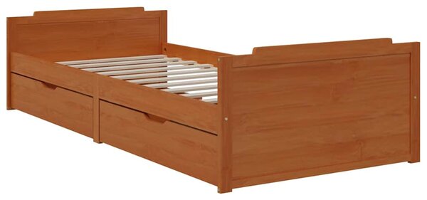 Rám postele se zásuvkami medově hnědý masivní borovice 90x200cm 322161