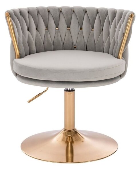 LuxuryForm DESIGN Židle LYON VELUR na zlatém talíři - světle šedá