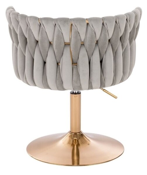 LuxuryForm DESIGN Židle LYON VELUR na zlatém talíři - světle šedá