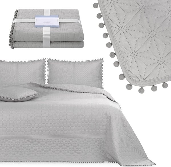 Přehoz na postel MEADOW 220x240 cm stříbrná Mybesthome