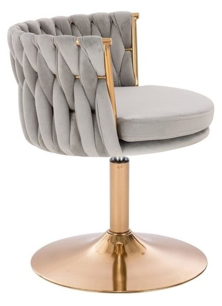 LuxuryForm DESIGN Židle LYON VELUR na zlatém talíři - světle šedá
