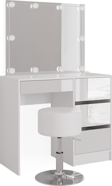 Toaletní stolek Vicco Sherry Bílá 90 cm s osvětlením LED a stoličkou, Model 39578
