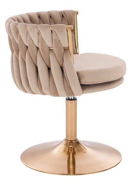 LuxuryForm DESIGN Židle LYON VELUR na zlatém talíři - latte