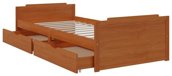 Rám postele se zásuvkami medově hnědý masivní borovice 90x200cm 322161