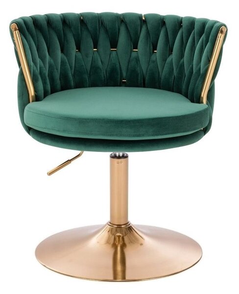 LuxuryForm DESIGN Židle LYON VELUR na zlatém talíři - zelená