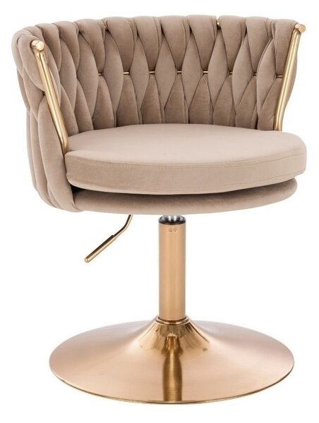 LuxuryForm DESIGN Židle LYON VELUR na zlatém talíři - latte