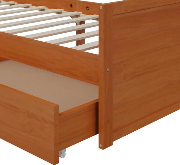 Rám postele se zásuvkami medově hnědý masivní borovice 90x200cm 322161