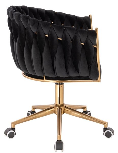 LuxuryForm DESIGN Židle NORDEN VELUR na zlaté podstavě s kolečky - černá