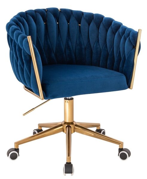 LuxuryForm DESIGN Židle NORDEN VELUR na zlaté podstavě s kolečky - modrá